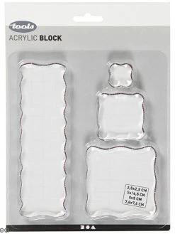 Creativ Company Assortiment De Blocs Acryliques Pour Tampons - De 2,5 à 16,5 Cm - 4 Pcs