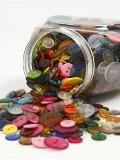 Creativ Company Assortiment De Boutons à Coudre - Multicolores, Transparents Et Opaques - 12 à 20 Mm - 800 Pcs