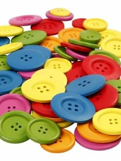 Creativ Company Assortiment De Boutons En Bois Colorés - 25 à 40 Mm - 144 Pcs