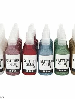 Creativ Company Assortiment De Colles à Paillettes - 25 Ml - 6 Couleurs - 36 Pcs