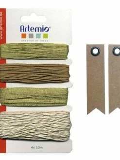 AUCUNE Assortiment De Ficelles Dorées + 20 étiquettes Kraft Fanion