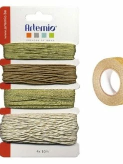 AUCUNE Assortiment De Ficelles Dorées + Masking Tape Doré à Paillettes 5 M
