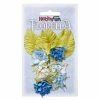 HOBBYFUN Assortiment De Fleurs Et Feuilles Sur Tige En Papier De Murier Scrapbooking BLEU 089