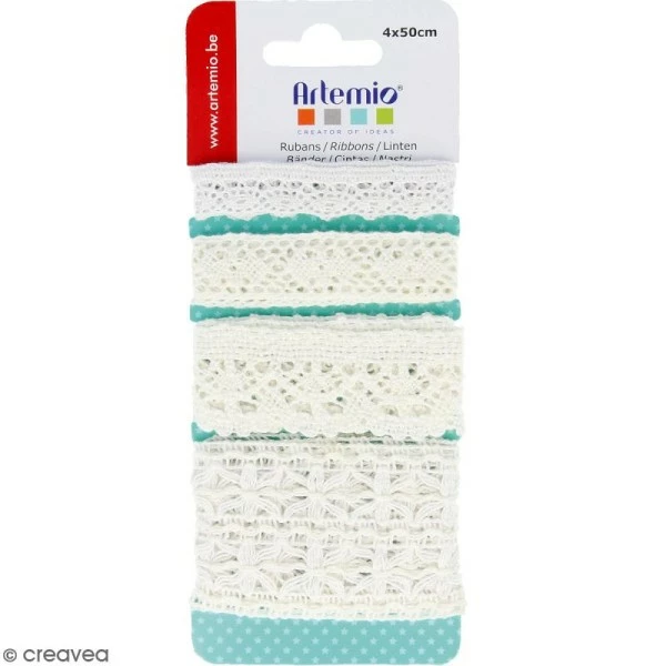 Artemio Assortiment De Galons Dentelle Blanche - 4 X 50 Cm 1 Artemio Assortiment De Galons Dentelle Blanche - 4 X 50 Cm