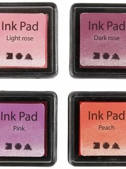 Creativ Company Assortiment De Tampons Encreur - Rose - 3,5 X 3,5 Cm - 4 Pcs