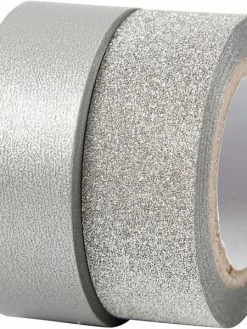 Creativ Company Assortiment Masking Tape Argent - Métallisé Et Pailleté - 15 Mm X 7 M - 2 Pcs