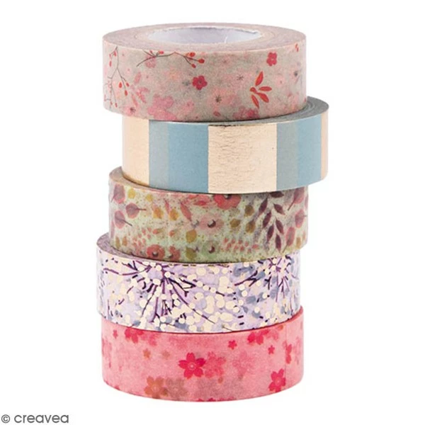 Rico Design Assortiment Masking Tape - Bouquet Sauvage - 1,5 Cm X 10 M - 5 Pcs 1 Rico Design Assortiment Masking Tape - Bouquet Sauvage - 1,5 Cm X 10 M - 5 Pcs
