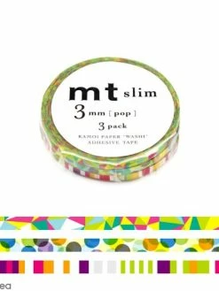 MT Masking Tape Assortiment Masking Tape Slim Pop - 3 Rouleaux De 3 Mm X 7 Mètres