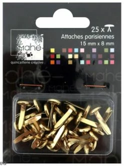 Mahé Attaches Parisiennes Dorées - 15 Mm - 25 Pcs
