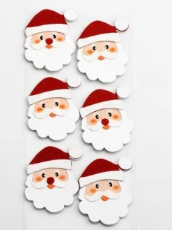 Tricot Créations Autocollant Paillettes Artisanal 3D En Forme De Père Noël X 6 - Scrapbooking Déco Noël