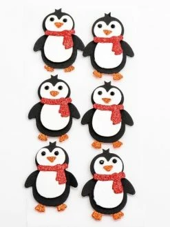 Tricot Créations Autocollant Paillettes Artisanal 3D En Forme De Pingouin X 6 - Scrapbooking Déco Noël