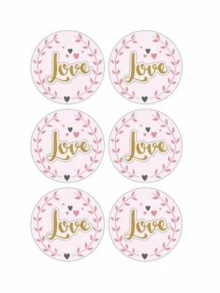 Rayher Autocollants 3D Ø 4 Cm - Love Sur Fond Rose Clair