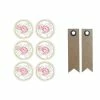 AUCUNE Autocollants 3D Ø 4 Cm Rose Sur Fond Blanc + 20 étiquettes Kraft Fanion