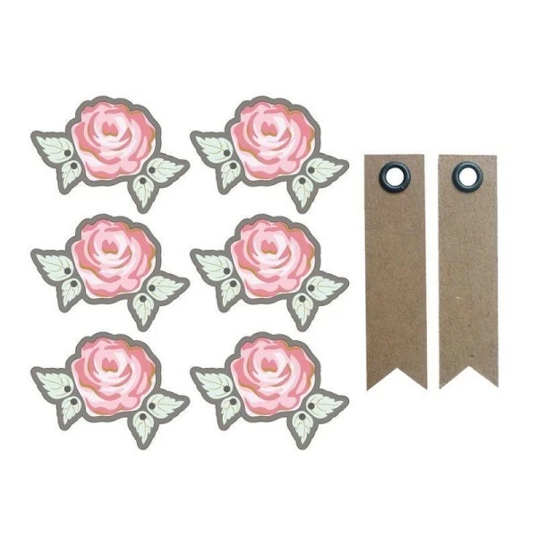AUCUNE Autocollants 3D Ø 4 Cm Rose Sur Fond Gris + 20 étiquettes Kraft Fanion 1 AUCUNE Autocollants 3D Ø 4 Cm Rose Sur Fond Gris + 20 étiquettes Kraft Fanion