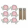 AUCUNE Autocollants 3D Rose Romantique Contour Gris + 20 étiquettes Kraft Fanion
