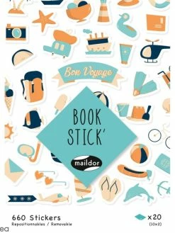 Maildor Autocollants Book Stick A6 - Voyage - 660 Pcs