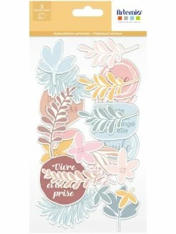 Autocollants Cartonnés Chipboard Artemio Collection Slow Life - 3 Feuilles