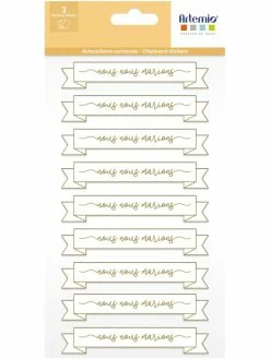 Autocollants Cartonnés Chipboard Artemio - Mariage Doré - 3 Feuilles