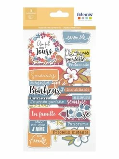Artemio Autocollants Cartonnés Chipboard - Couleurs Nature - 3 Feuilles