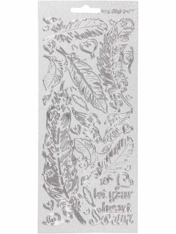 Creativ Company Autocollants Peel Off Plumes - Argenté - 1 Pce