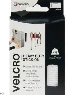 VELCRO® Bandelettes Velcro - A Coller - Fixation Extrême - Blanc - 50 Mm X 10 Cm - 2 Pcs
