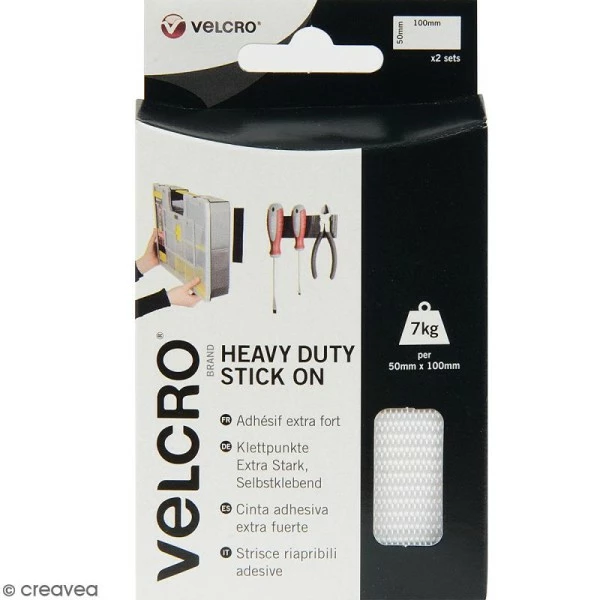 VELCRO® Bandelettes Velcro - A Coller - Fixation Extrême - Blanc - 50 Mm X 10 Cm - 2 Pcs 1 VELCRO® Bandelettes Velcro - A Coller - Fixation Extrême - Blanc - 50 Mm X 10 Cm - 2 Pcs