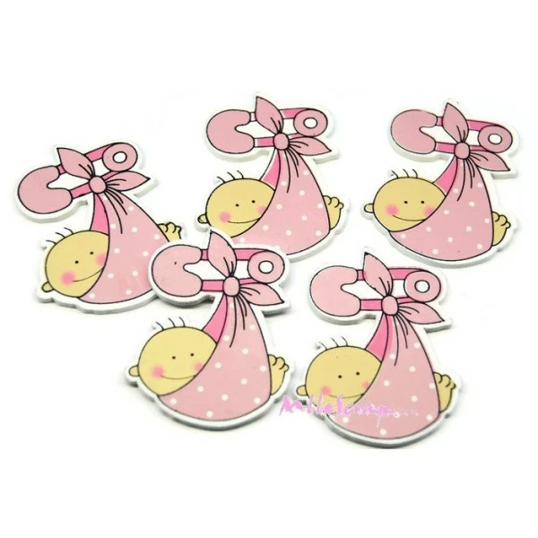 MlleScrap Bébés Fille Bois Rose - 5 Pièces 1 MlleScrap Bébés Fille Bois Rose - 5 Pièces
