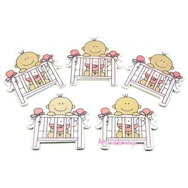 MlleScrap Bébés Filles Dans Son Lit Bois Rose - 5 Pièces 1 MlleScrap Bébés Filles Dans Son Lit Bois Rose - 5 Pièces