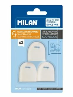 Milan Blister 3 Gommes De Rechange