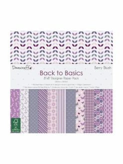 TRIMCRAFT Bloc 48 Papier Feuille Scrapbooking Scrap Violet Mauve Et Blanc Berry Blush 20X20 Cm