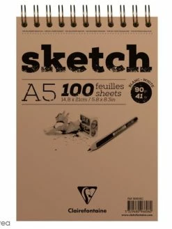 CLAIREFONTAINE Bloc à Dessin Sketch Et Croquis A5 - 90 Gr - 100 Feuilles