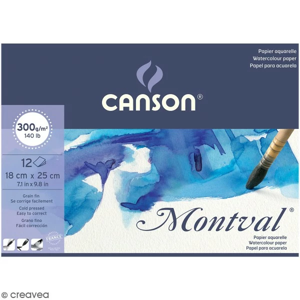Canson Bloc Aquarelle Montval - 18 X 25 Cm - 12 Feuilles 1 Canson Bloc Aquarelle Montval - 18 X 25 Cm - 12 Feuilles