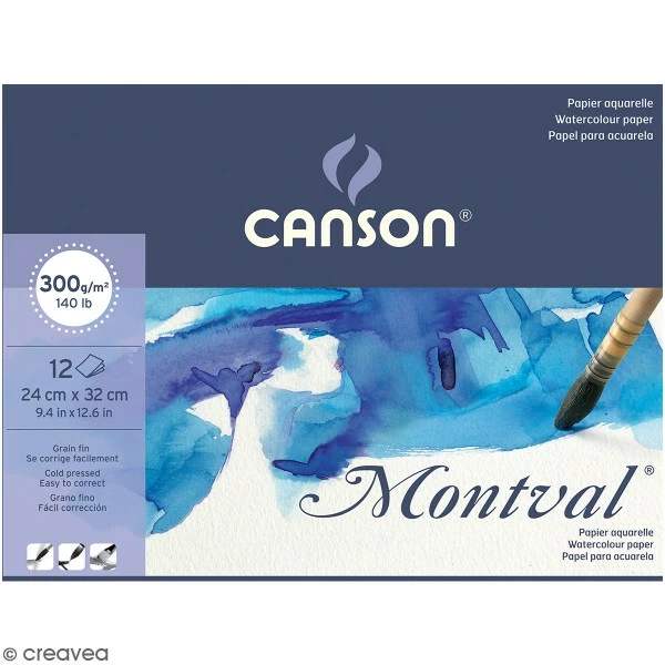 Canson Bloc Aquarelle Montval - 24 X 32 Cm - 12 Feuilles 1 Canson Bloc Aquarelle Montval - 24 X 32 Cm - 12 Feuilles