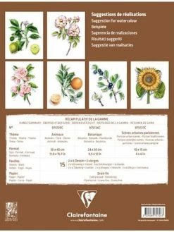 CLAIREFONTAINE Bloc Aquarelle Prédessiné - Botanic - 24 X 30 Cm - 15 Feuilles -V-Zug shop bloc aquarelle predessine botanic 24 x 30 cm 15 feuilles p 2
