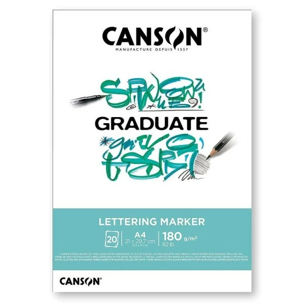 Bloc Canson Graduate - Lettering Marker - A4 - 180 G - 20 Feuilles 1 Bloc Canson Graduate - Lettering Marker - A4 - 180 G - 20 Feuilles