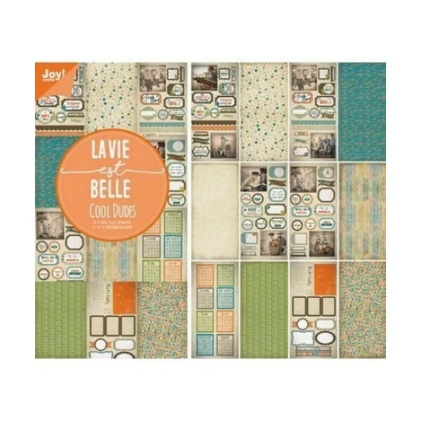 Bloc De 12 Papiers 15 X 30 Cm + 6 Die Cut JOY CRAFTS La Vie Est Belle COOL DUDES 1 Bloc De 12 Papiers 15 X 30 Cm + 6 Die Cut JOY CRAFTS La Vie Est Belle COOL DUDES