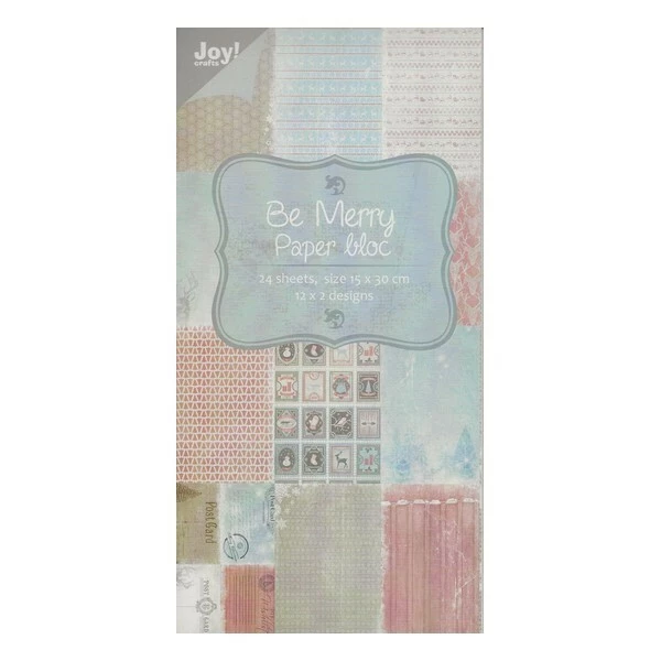 Bloc De 24 Papiers Scrapbooking 15 X 30 Cm Joy Crafts BE MERRY 1 Bloc De 24 Papiers Scrapbooking 15 X 30 Cm Joy Crafts BE MERRY