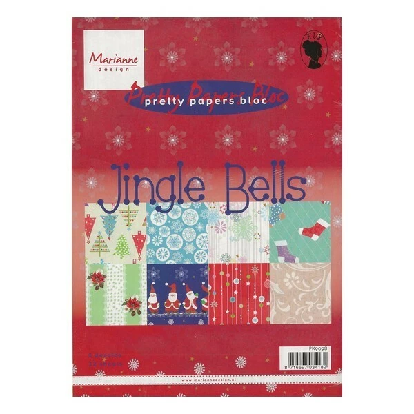 Bloc De 32 Papiers 15 X 21 Cm MARIANNE DESIGN JINGLE BELLS 1 Bloc De 32 Papiers 15 X 21 Cm MARIANNE DESIGN JINGLE BELLS