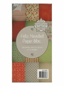 Bloc De 48 Papiers Scrapbooking 15 X 30 Cm Joy Crafts FELIZ NAVIDAD