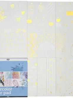 Creativ Company Bloc De Papier à Motifs Dorés Pour Aquarelle - 30,5 X 30,5 Cm - 12 Feuilles