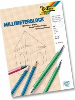FOLIA Bloc De Papier Millimétré - 80 G./m² - A3 - Bistre