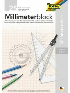 FOLIA Bloc De Papier Millimétré - 80 G./m² - A4 - Bistre