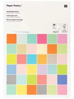 Bloc De Papier Scrapbooking Uni Rico Design - Couleurs Pastel - Format A4 - 30 Feuilles