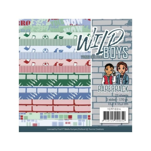 Find It™ Bloc De Papier - Yvonne Créations - Wild Boys 15 X 15 Cm 1 Find It™ Bloc De Papier - Yvonne Créations - Wild Boys 15 X 15 Cm
