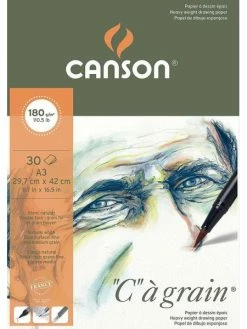 Bloc Papier Dessin "C" à Grain, A3, 180 G/m² - Blanc - Canson