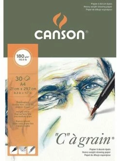 Bloc Papier Dessin "C" à Grain, A4, 180 G/m² - Blanc - Canson