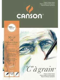 Bloc Papier Dessin "C" à Grain, A5, 180 G/m² - Blanc - Canson
