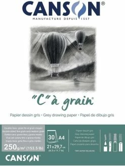 Bloc Papier Dessin "C" à Grain Couleur, A4 - Gris Chiné - Canson