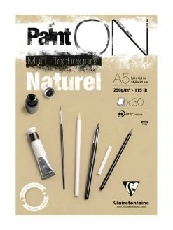 CLAIREFONTAINE Bloc Papier Multi-techniques Paint'On A5 250 G - Naturel - 30 Feuilles