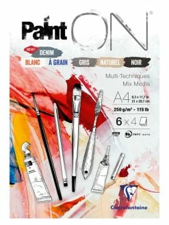 CLAIREFONTAINE Bloc Papier Multi-techniques Paint'On Denim A5 - 250 G - 24 Feuilles